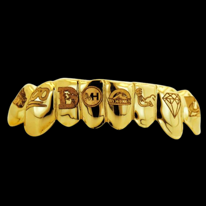 2 Engraved Teeth Grillz.