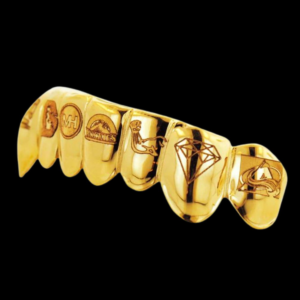 2 Engraved Teeth Grillz