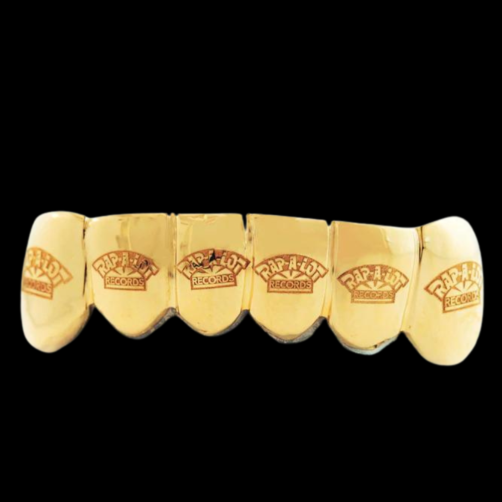 6 Engraved Teeth Gold Grillz