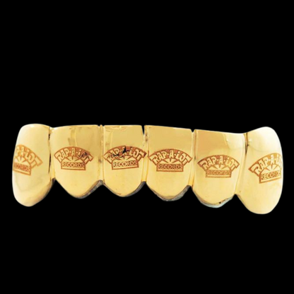 6 Engraved Teeth Gold Grillz.