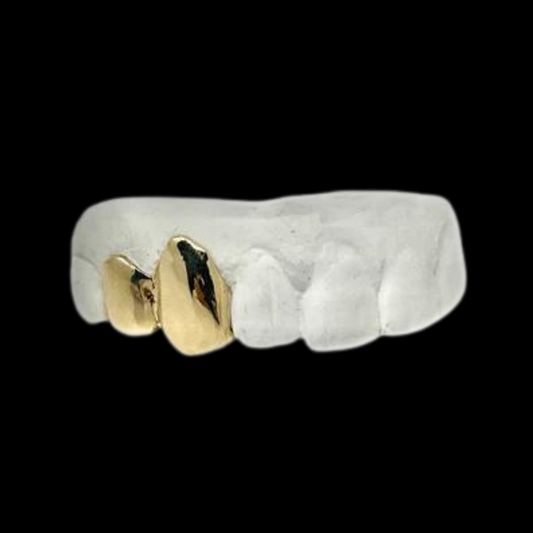 CUSTOM ANY 2 TEETH (CONNECTED) GOLD GRILLZ