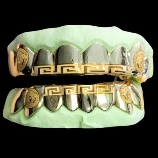 Custom 8 On 8 Versace Engraving Gold Grillz