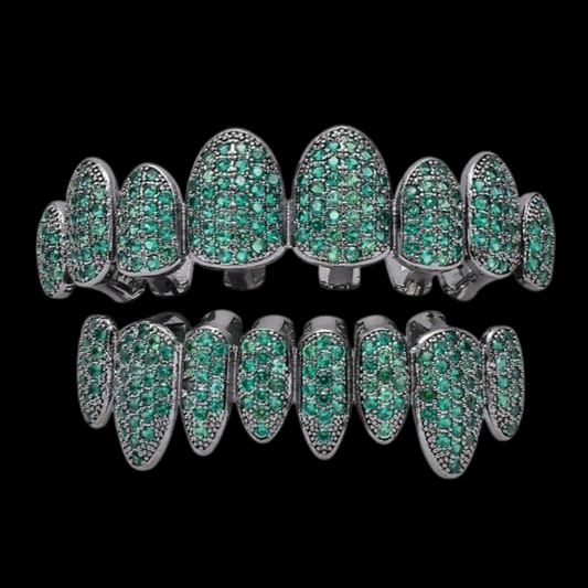 Custom Any Color Gemstone Bussdown (Zig-Zag Setting) Gold Grillz