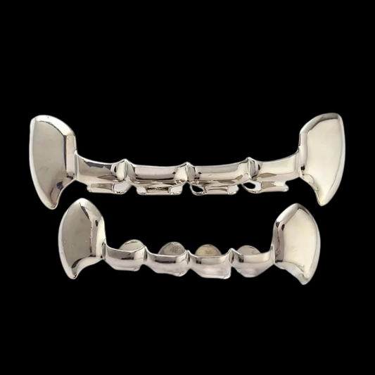 Custom 2 Teeth With Extended Fang Gold Grillz