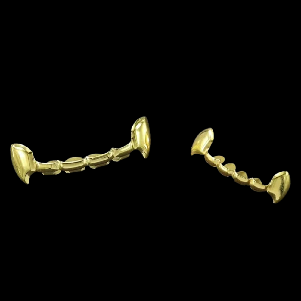 Custom 2 Teeth With Extended Fang Gold Grillz