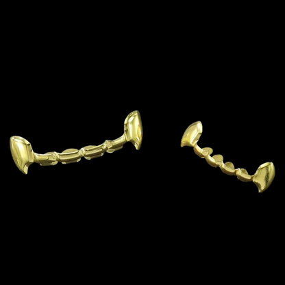 Custom 2 Teeth With Extended Fang Gold Grillz