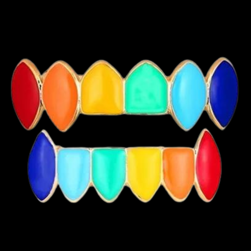 Custom Colored Enamel Gold Grillz