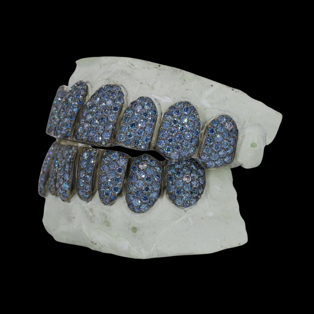 VVS Moissanite Ice Blue Diamond Grillz