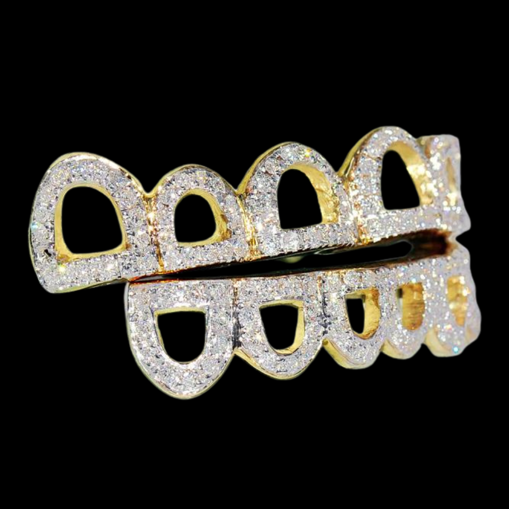 12 Teeth Round Diamond Open Face Grillz