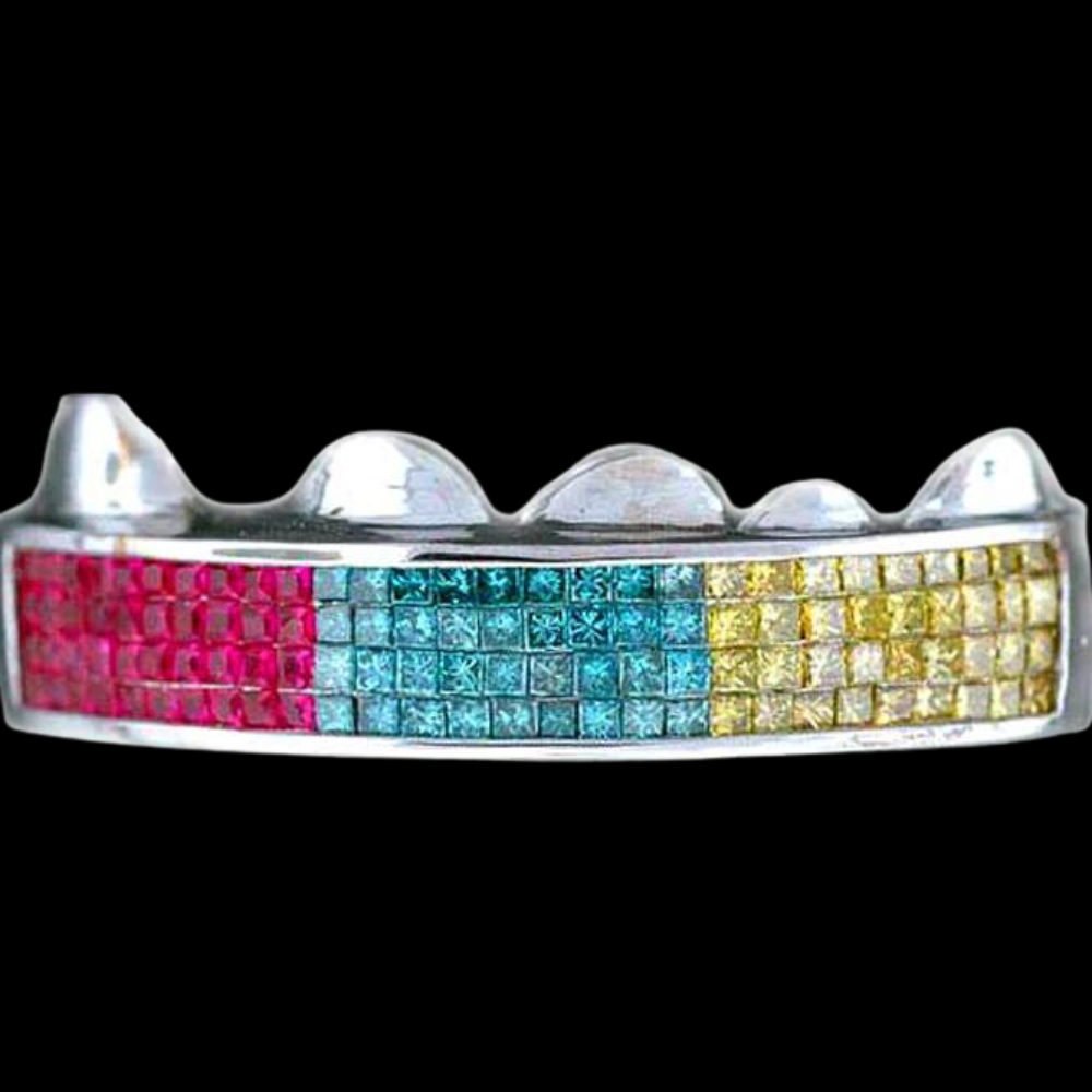 Princess Cut Yellow Red Ruby Blue Diamonds Set