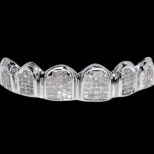 6 Piece Princess Cut Invisible Block Set Diamond Grillz