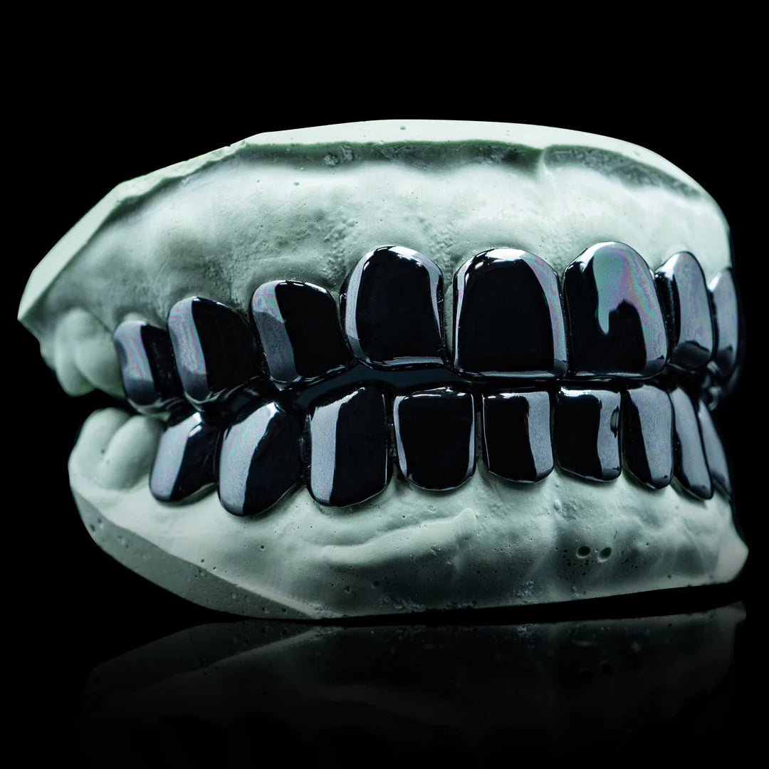 Custom Black E-Coating Solid Deep Cut Grillz