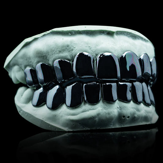 Custom Black E-Coating Solid Deep Cut Grillz
