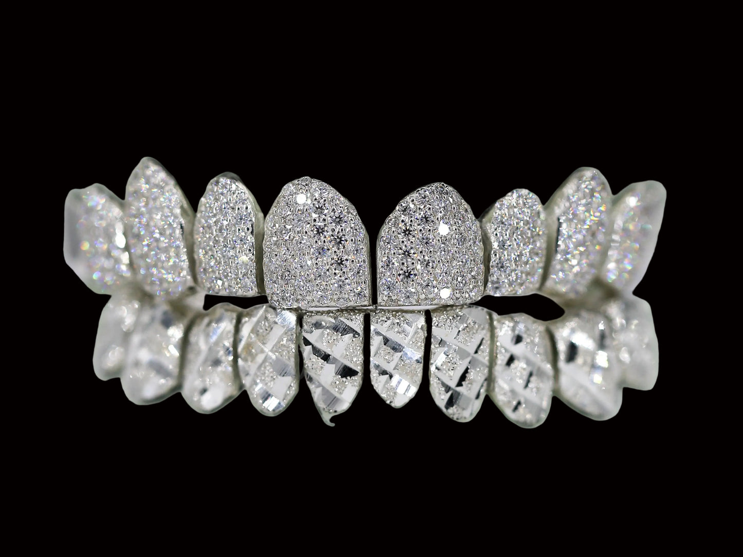 Diamond Top and Diamond Cut Bottom VVS Moisannite Diamond Grillz