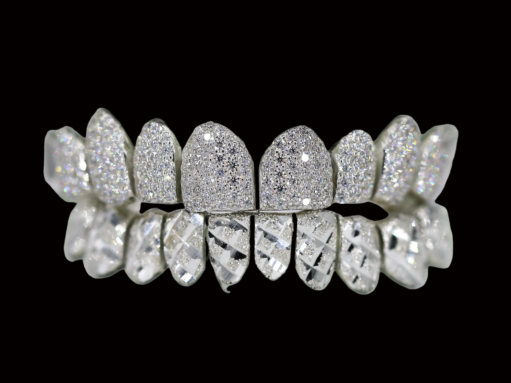 Diamond Top and Diamond Cut Bottom VVS Moisannite Diamond Grillz