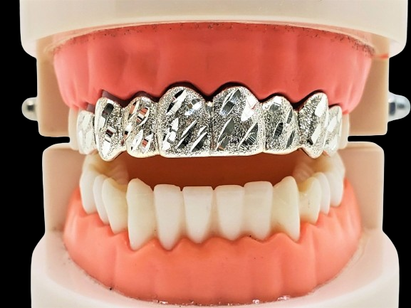 Custom Grillz, 925 Sterling Silver w/ Nugget Cut Custom Fit Handmade Real Grillz