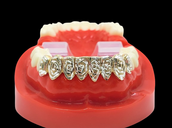 Custom Grillz, 925 Sterling Silver Dust Cut Custom Fit Handmade Real Grillz