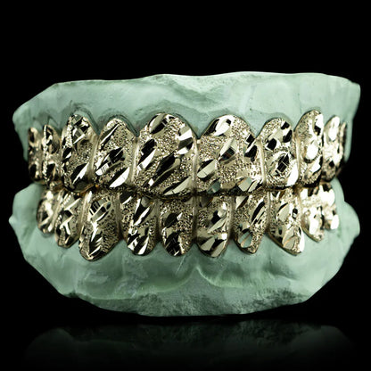 Custom Nugget Cut Diamond Dust Gold Grillz