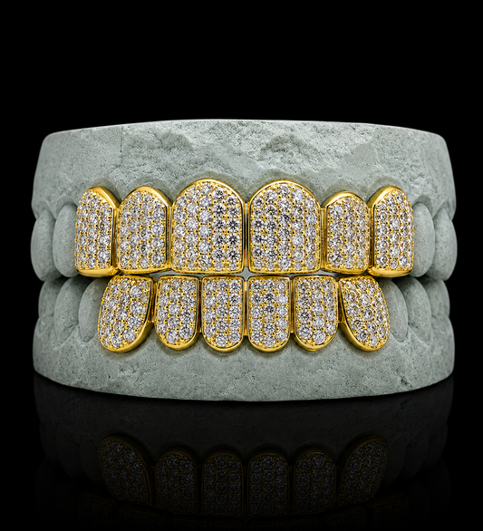 18k Individual Diamond Prong Set Permanent Teeth Grillz