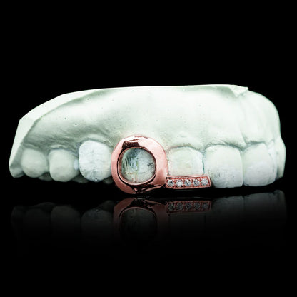 Open Face Heart with Iced Tip Double Cap Gold Grillz