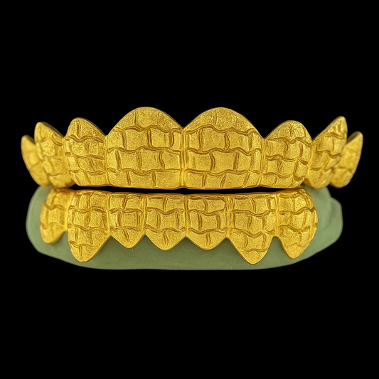 16 Piece Deep Cut Nugget Gold Grillz
