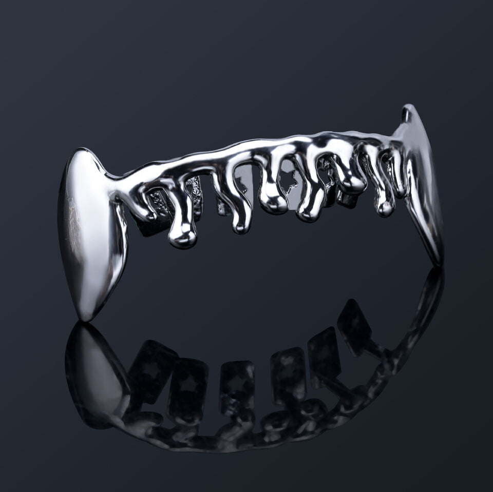 Custom 6 Teeth Drip With Extended Fangs Gold Grillz
