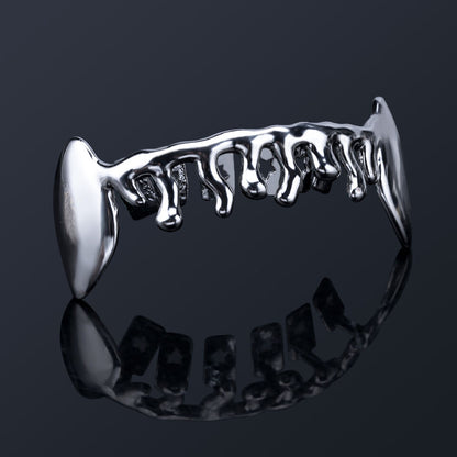 Custom 6 Teeth Drip With Extended Fangs Gold Grillz