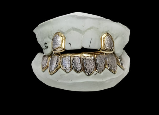 Silver or 10K Gold Custom Made Diamond Dust/ Plain Outline Grillz