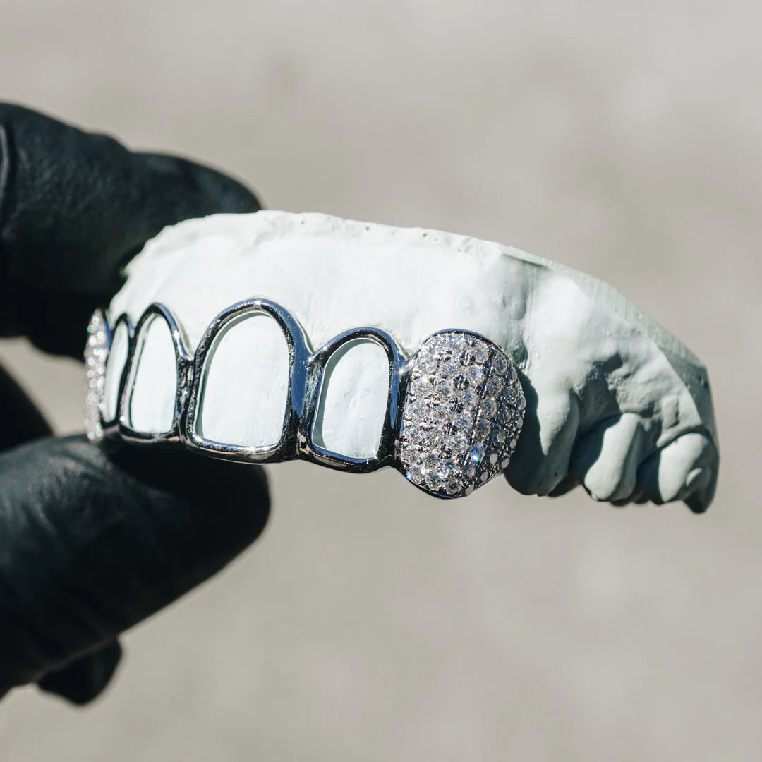 Custom Open Face with Iced Fangs Grillz