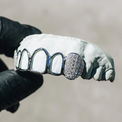 Custom Open Face with Iced Fangs Grillz