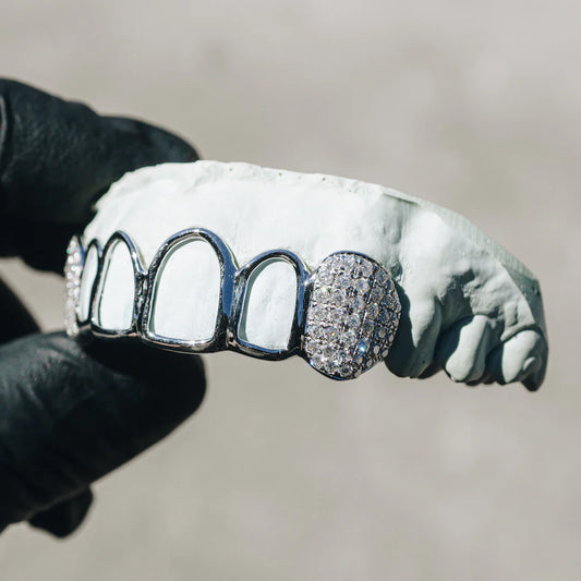 Custom Open Face with Iced Fangs Grillz