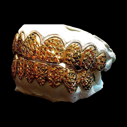 10K Solid Yellow White Rose Gold Custom fit Princess Diamond Cut Grillz