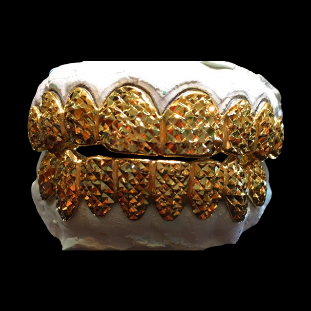 10K Solid Yellow White Rose Gold Custom fit Princess Diamond Cut Grillz