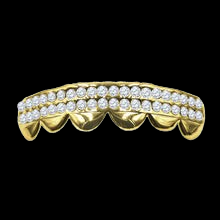 Impressionist CZ Stone Yellow Gold Plated Grillz