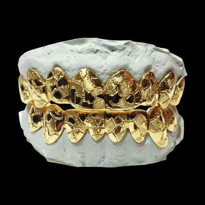 Custom 10K Solid w/ Nugget Cut Gold Grillz
