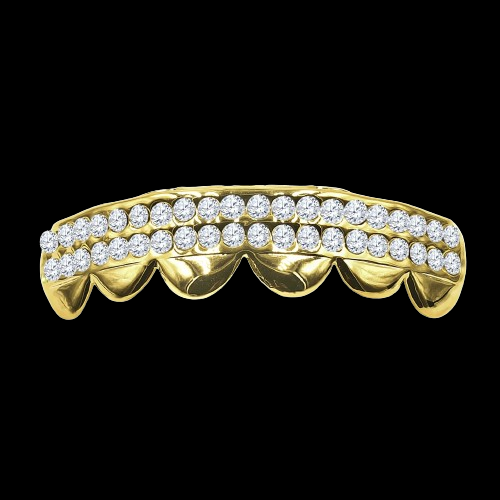 Impressionist CZ Stone Yellow Gold Plated Grillz