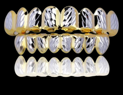 14K YELLOW AND WHITE GOLD PLATED GRILLZ