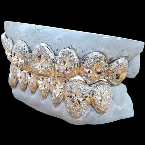 925 Solid Sterling Silver Starburst + Diamond Dust Cut Grillz