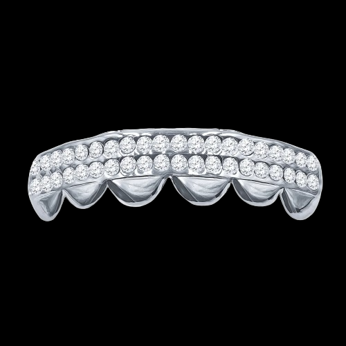 Impressionist CZ Stone Rhodium Plated Grillz