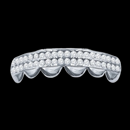 Impressionist CZ Stone Rhodium Plated Grillz