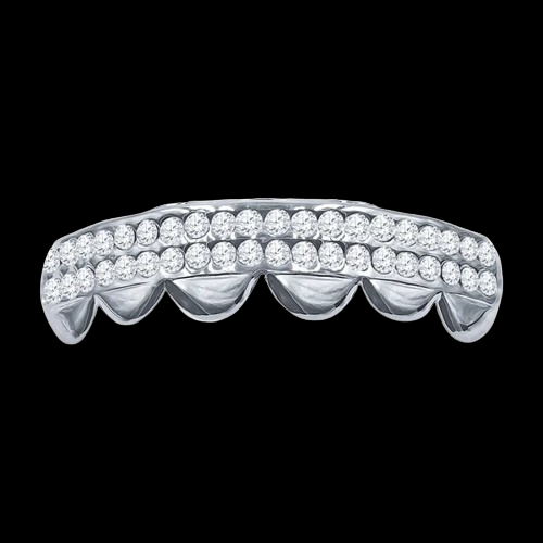 Impressionist CZ Stone Rhodium Plated Grillz