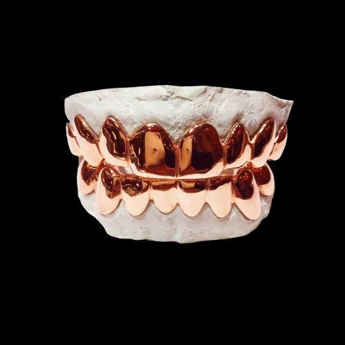 925 Sterling Silver with 18K Rose Gold Plated Custom Real Grillz