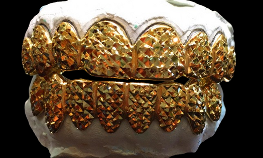 10K Solid Yellow White Rose Gold Custom fit Princess Diamond Cut Grillz