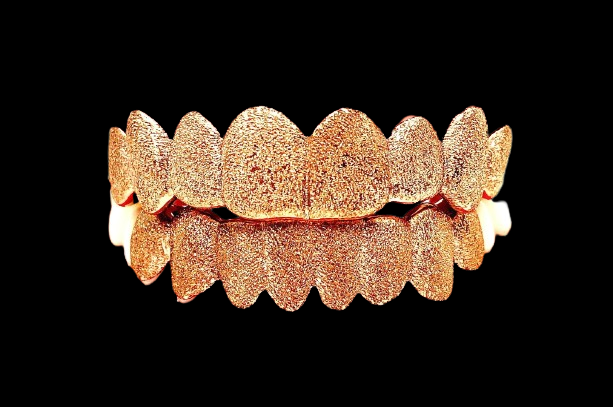 Custom Grillz, 925 Solid Sterling Silver Diamond Dust Cut Custom Grillz (Yellow,Rose,Silver)