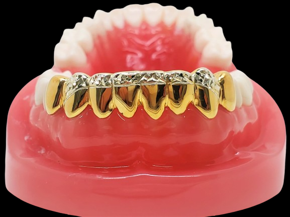 925 Solid Sterling Silver18K Yellow Gold Plated Princess Diamond Cut Custom Grillz